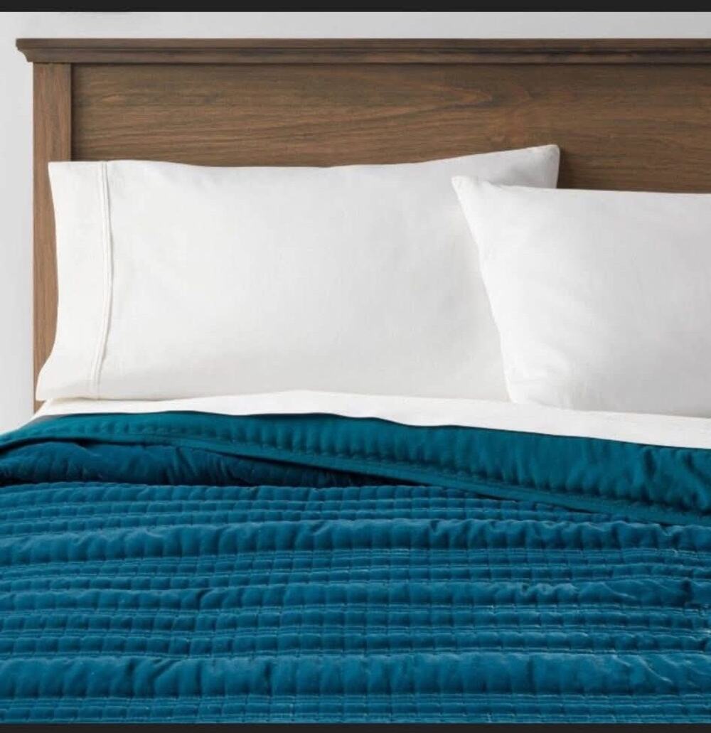 Lofty Velvet Quilt Dark Teal Blue - Threshold™ FULL/QUEEN